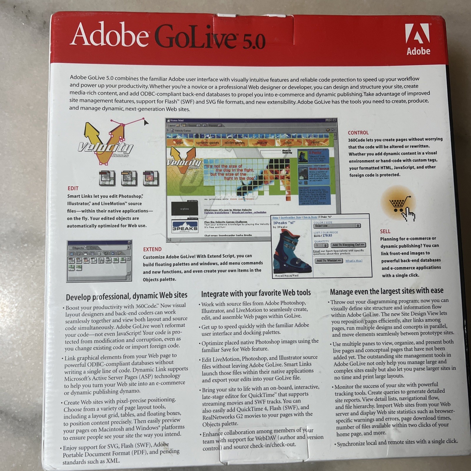 Adobe GoLive 5.0 for Windows, Upgrade Version, NEW IN BOX SEALED 2000 Vintage