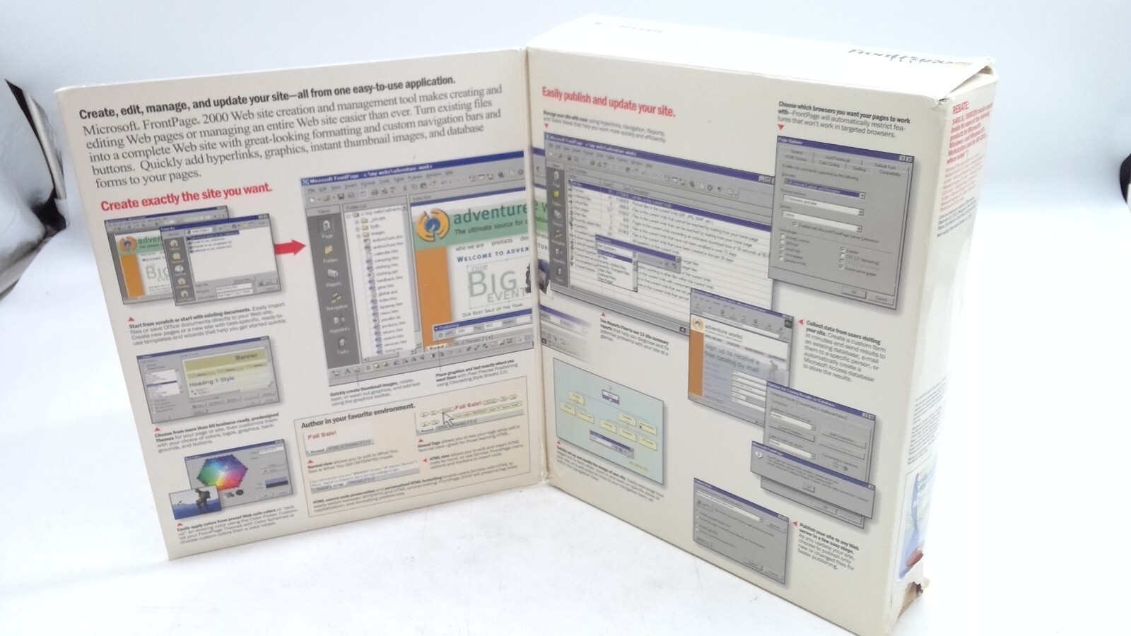 Vtg Microsoft Office Front Page 2000 in Original Retail Big Box COMPLETE w/Key