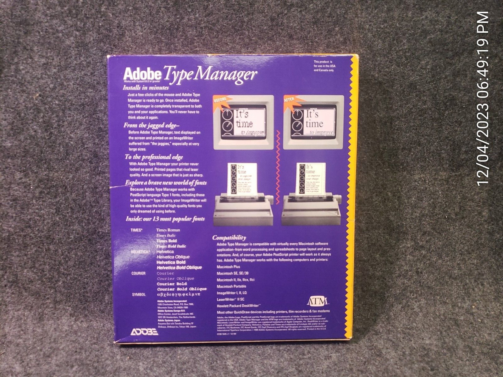 Vintage Macintosh Adobe Type Manager V2.0 for MAC COMPLETE VINTAGE(GSLF-S)