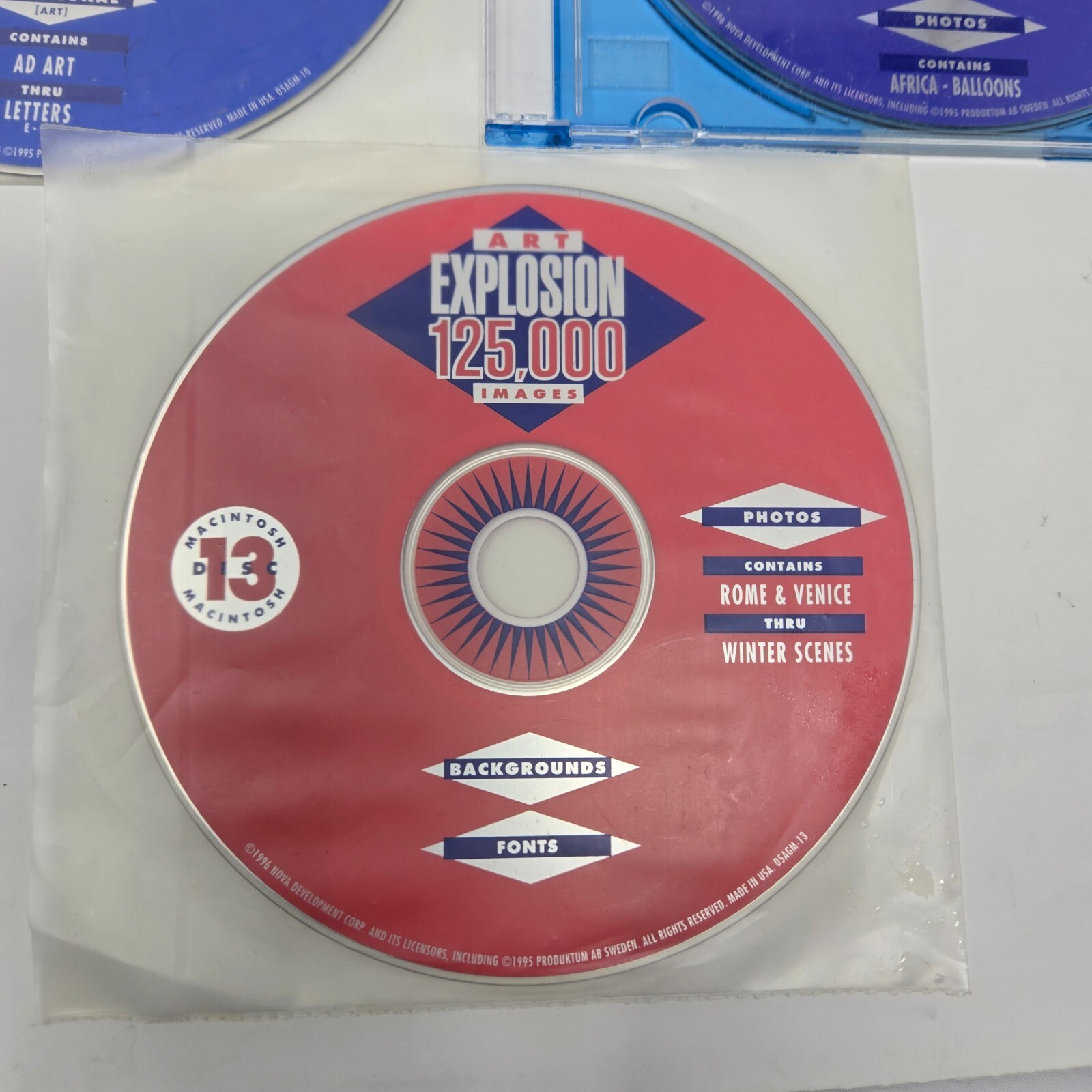 Vintage Macintosh Art Explosion 750,000 Design Software 13 CD-ROM Set 1996 Unuse