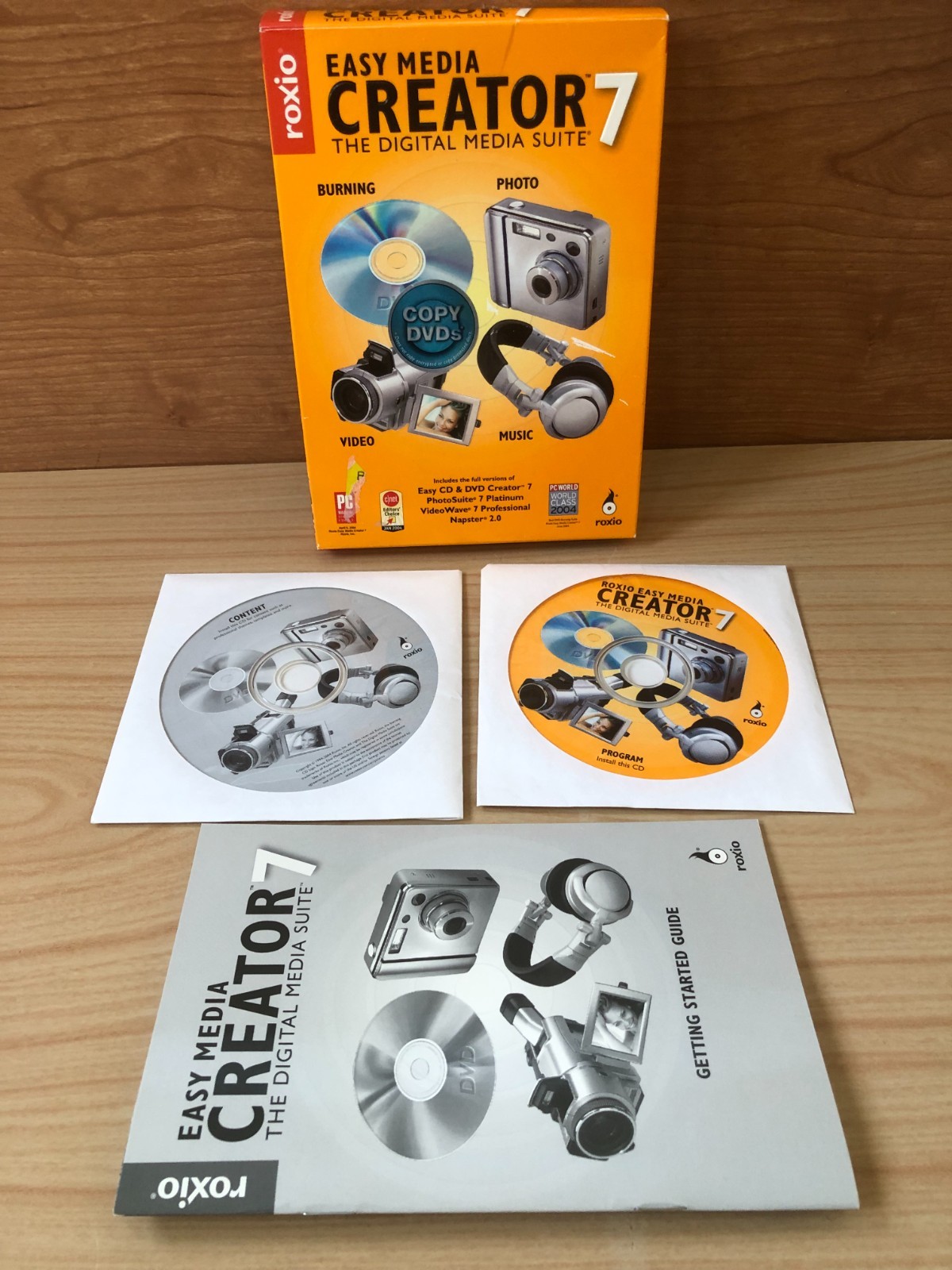 Roxio Easy Media Creator 7 The Digital Media Suite Content & Program CDs W/ Key