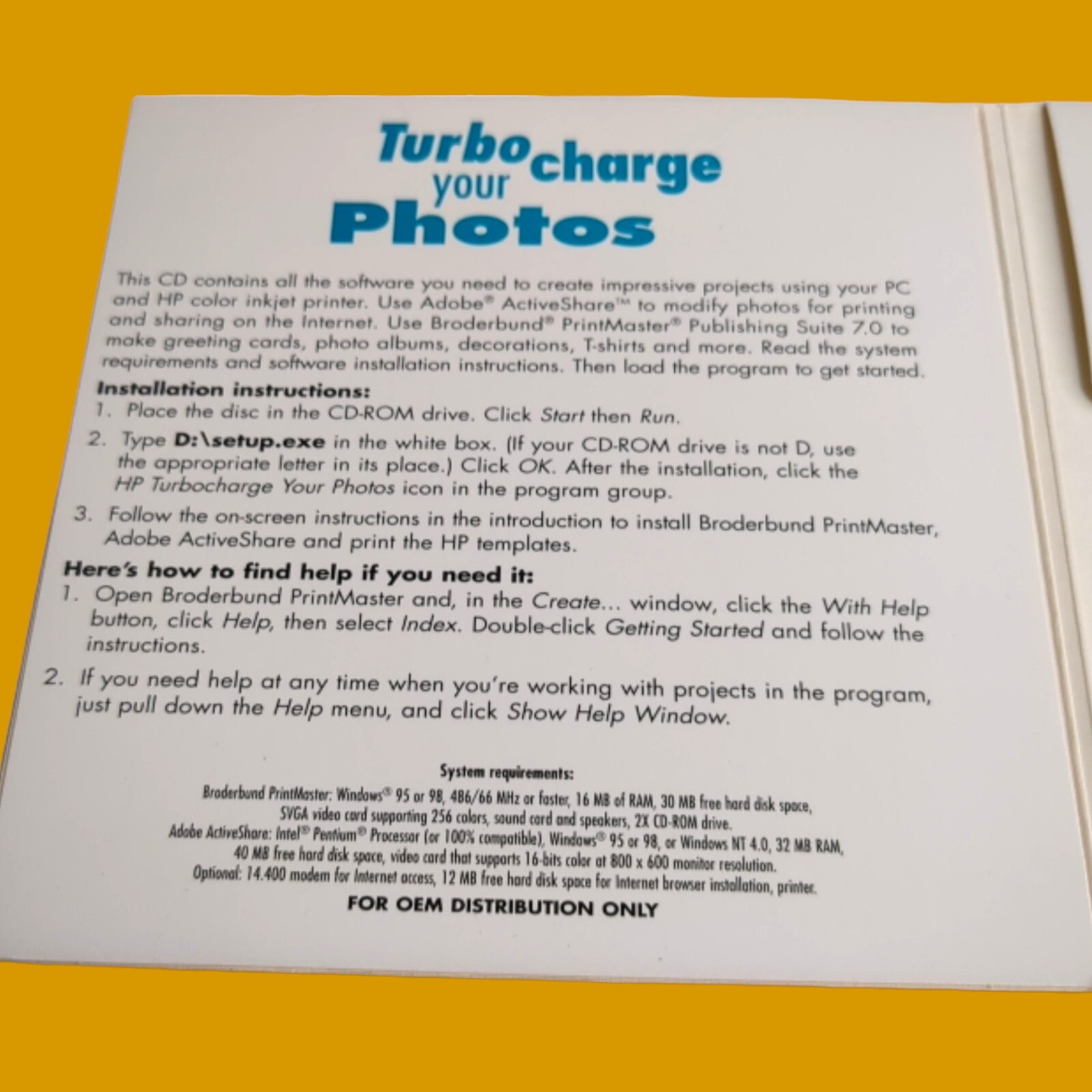 HP Turbo Charge Your Photos Bundle including PrintMaster 7 & Adobe ActiveShare