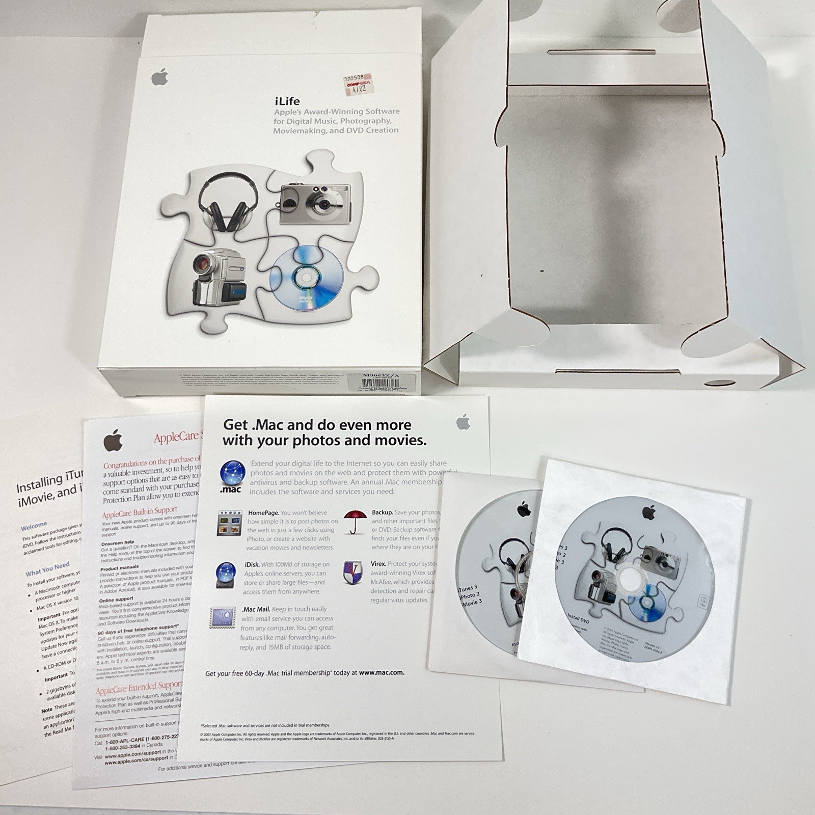 Apple iLife Model M9063Z/A Vintage Software Macintosh 2003 USED iTune 3 iPhoto 2