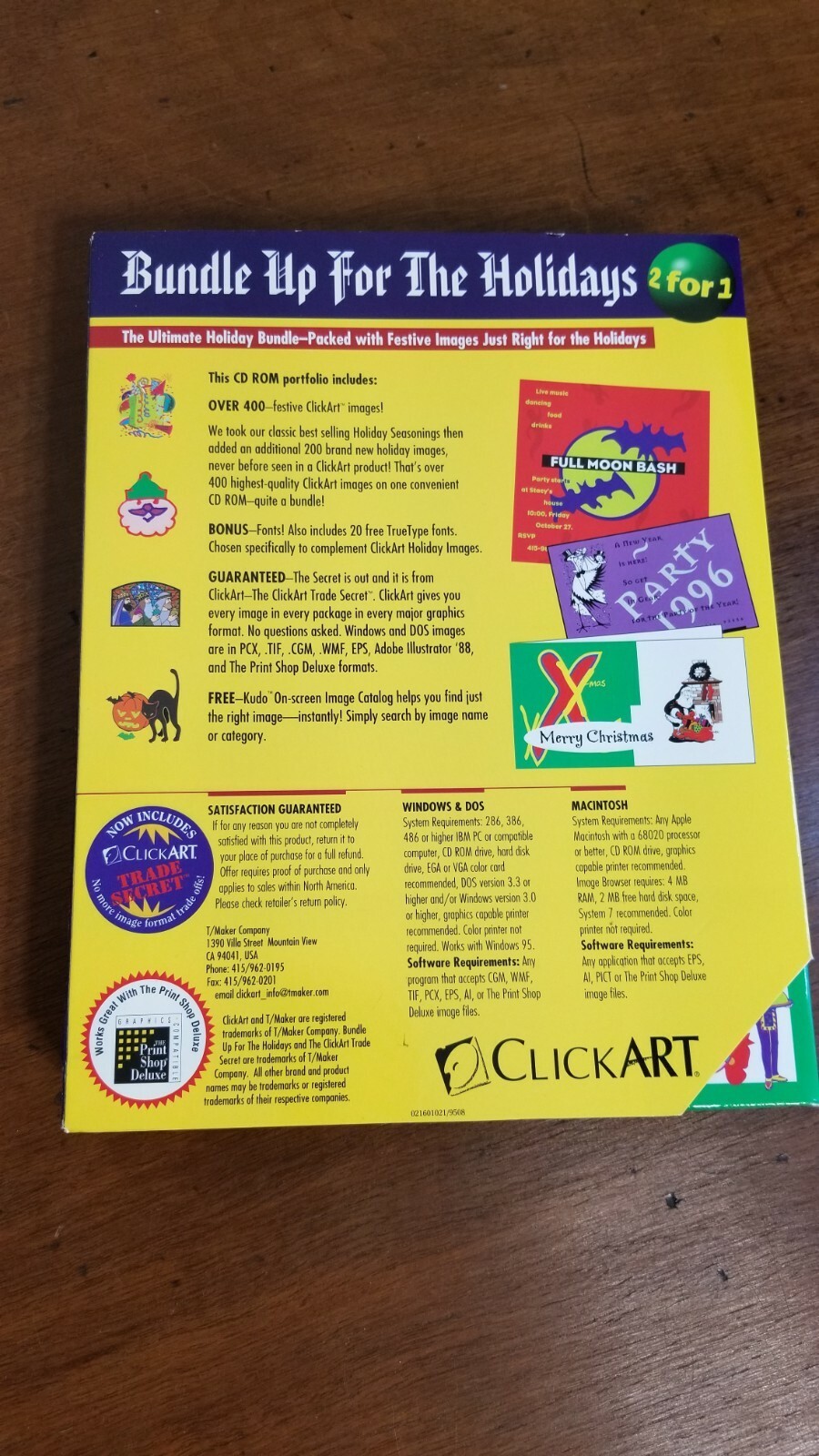 Holiday Clickart Presentation Graphics Macintosh IBM Win Dos Vintage Softwear