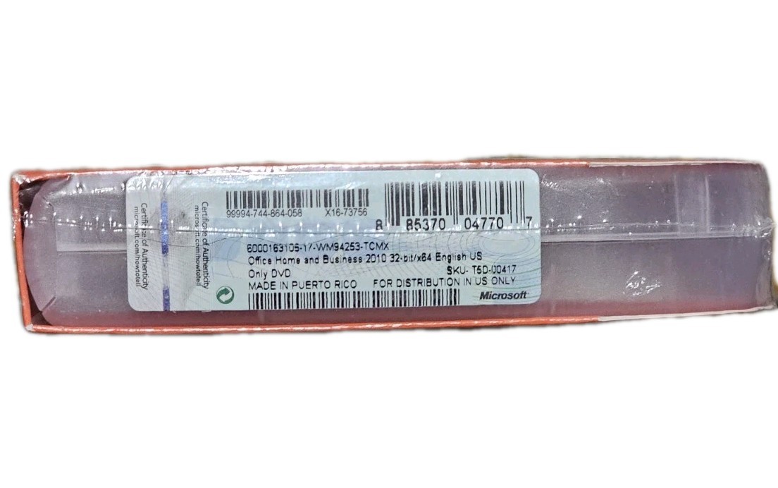 Microsoft Office 2010 Home and Business Full Retail Version =SEALED BOX=