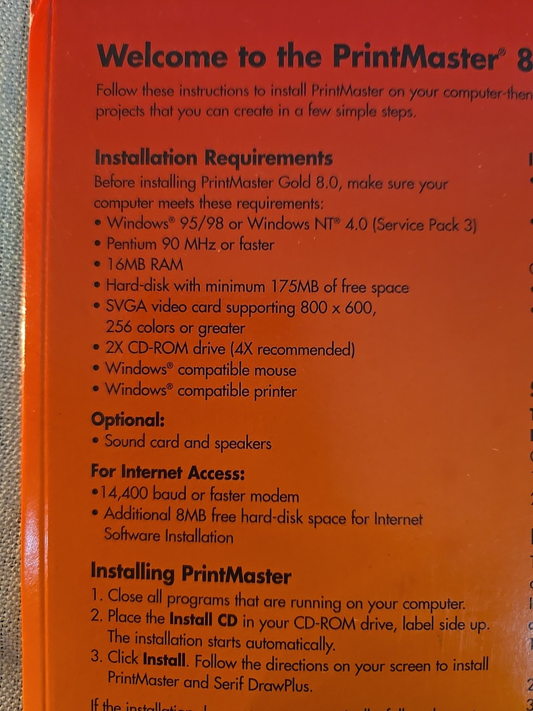 Vintage PrintMaster Gold 8.0 PC CD-ROM Windows 7 CD