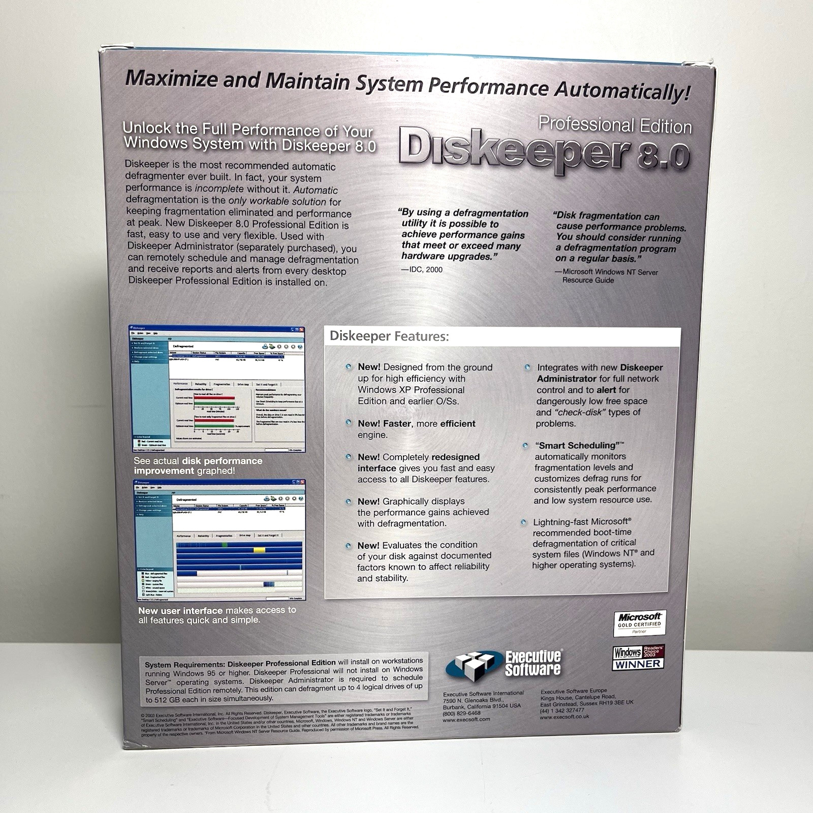 Diskeeper 8.0 Professional Edition – Executive Software + Serial Number