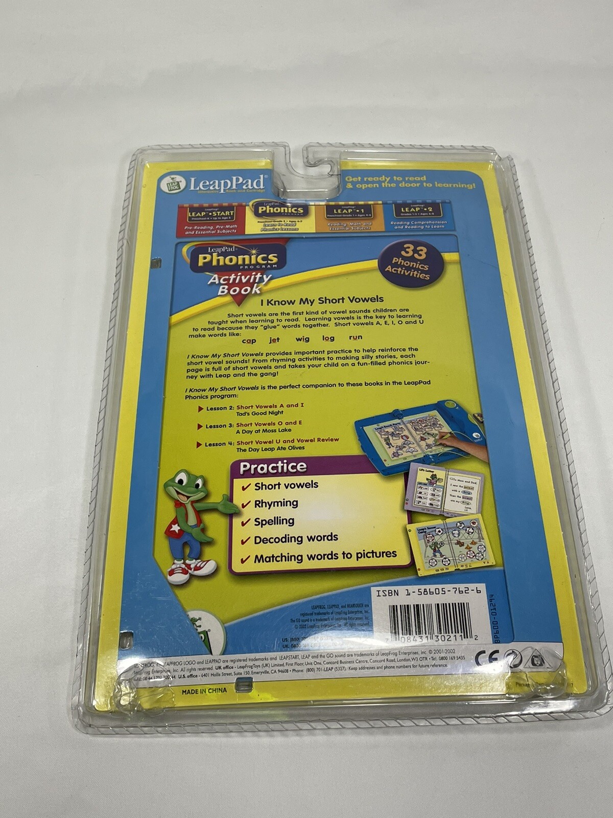 LeapFrog LeapPad Phonics I KNOW MY SHORT VOWELS Ages 4-7 Brand New