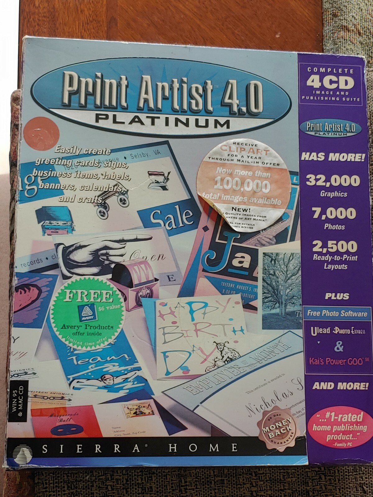 Print Artist 4.0 Platinum Sierra Home 1997 4-CD Windows 95 / Macintosh Freeship