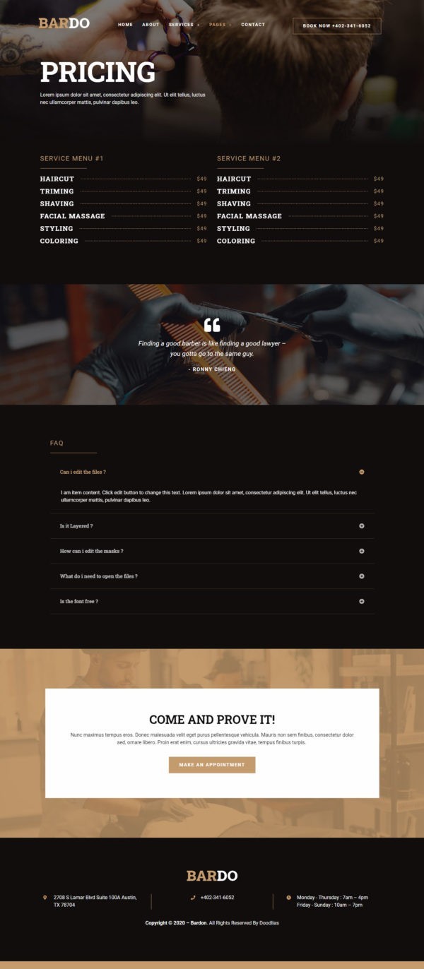 Barbershop & Men’s Salon Theme – WordPress Elementor Template Kit