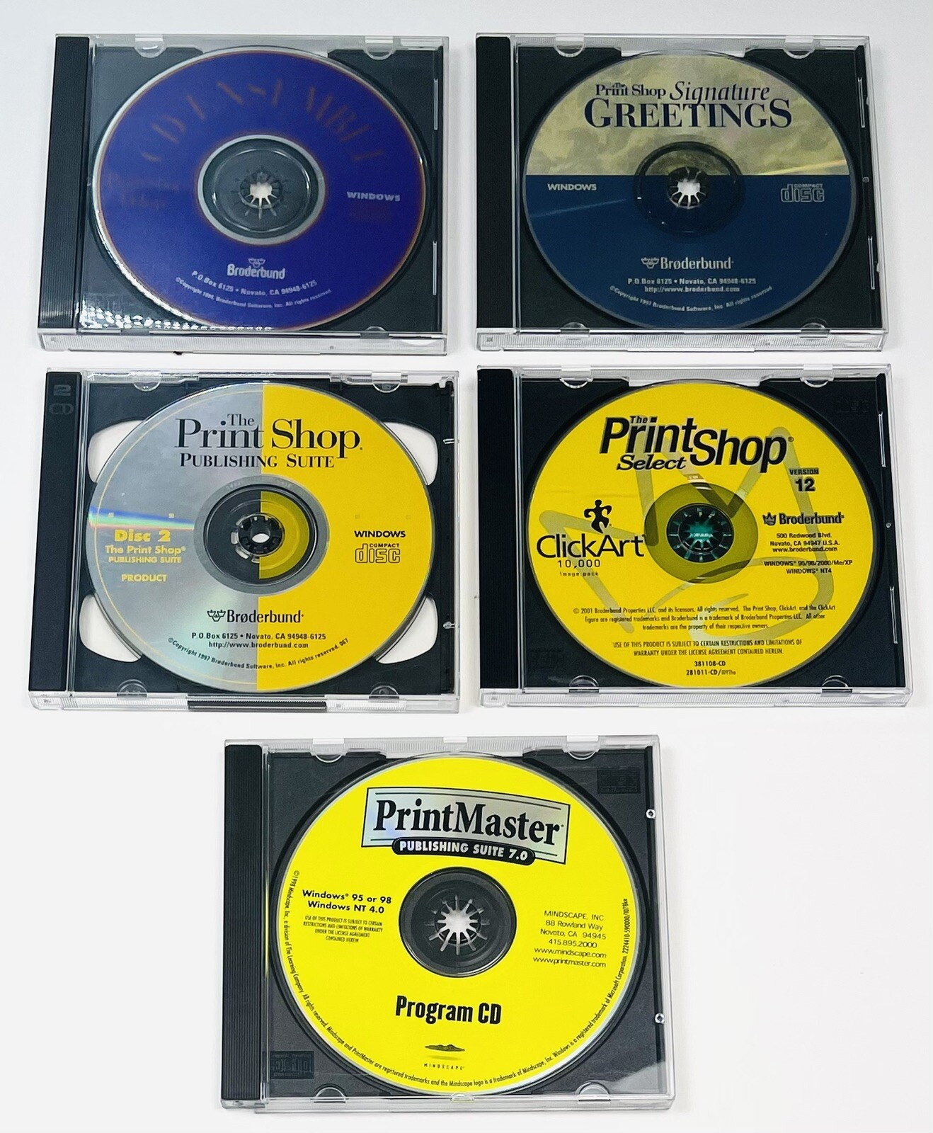VTG Lot 5 The Print Shop & PrintMaster Desktop Publishing Software Windows CDRom