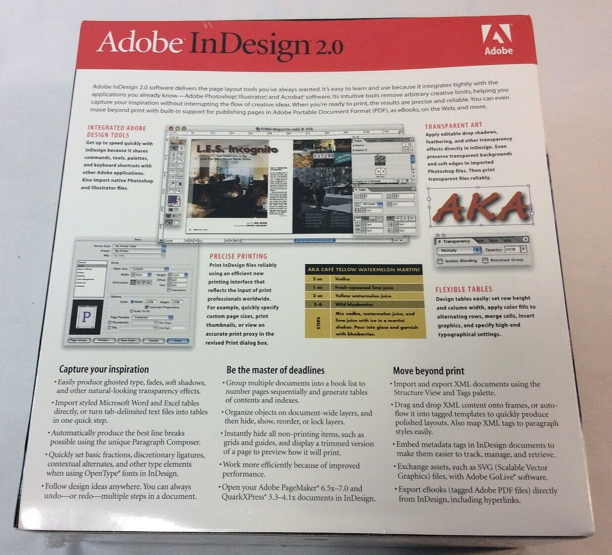 ADOBE InDesign 2.0 Sealed Box Set for MAC with Serial Numbers/Stickers etc.