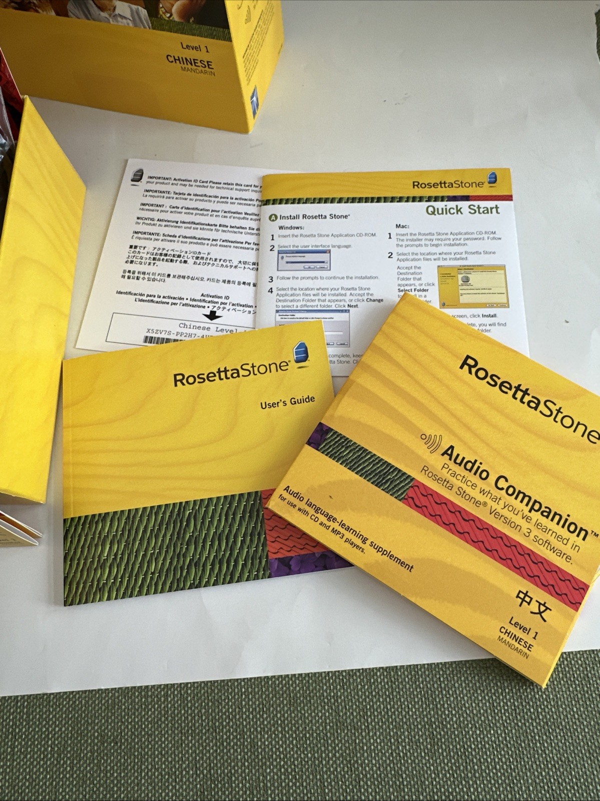 Rosetta Stone Version 3 Level 1 Chinese Mandarin WIN/MAC CD-ROM Unused Headphon