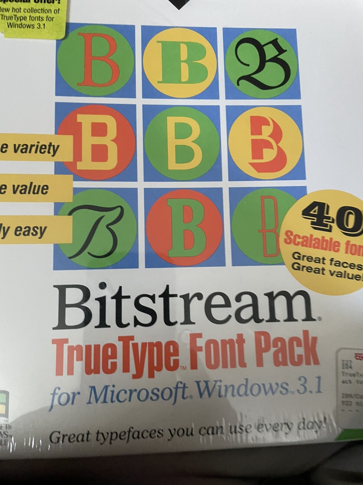 Windows Bitstream True Type Font Pack Microsoft windows 3.1 Software 1992 NIB