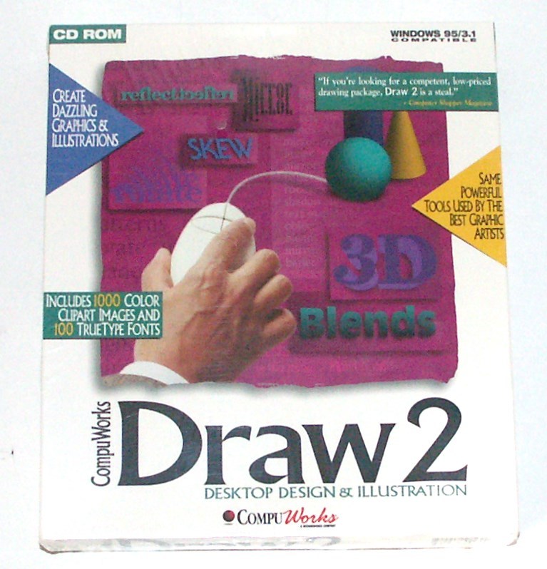 CompuWorks Draw 2 CD NIB Desktop Design & Illustration Win95/3.1 1994 Vintage