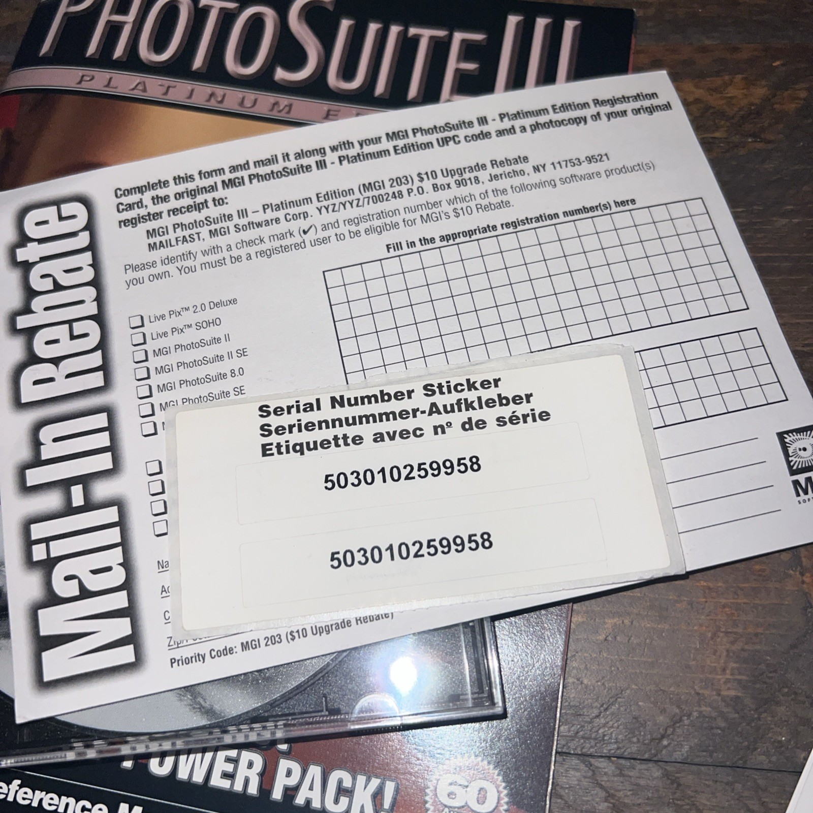 MGI Photosuite 3 III Platinum Pc New Opened Case + New 41 Pg Manual Win10 XP