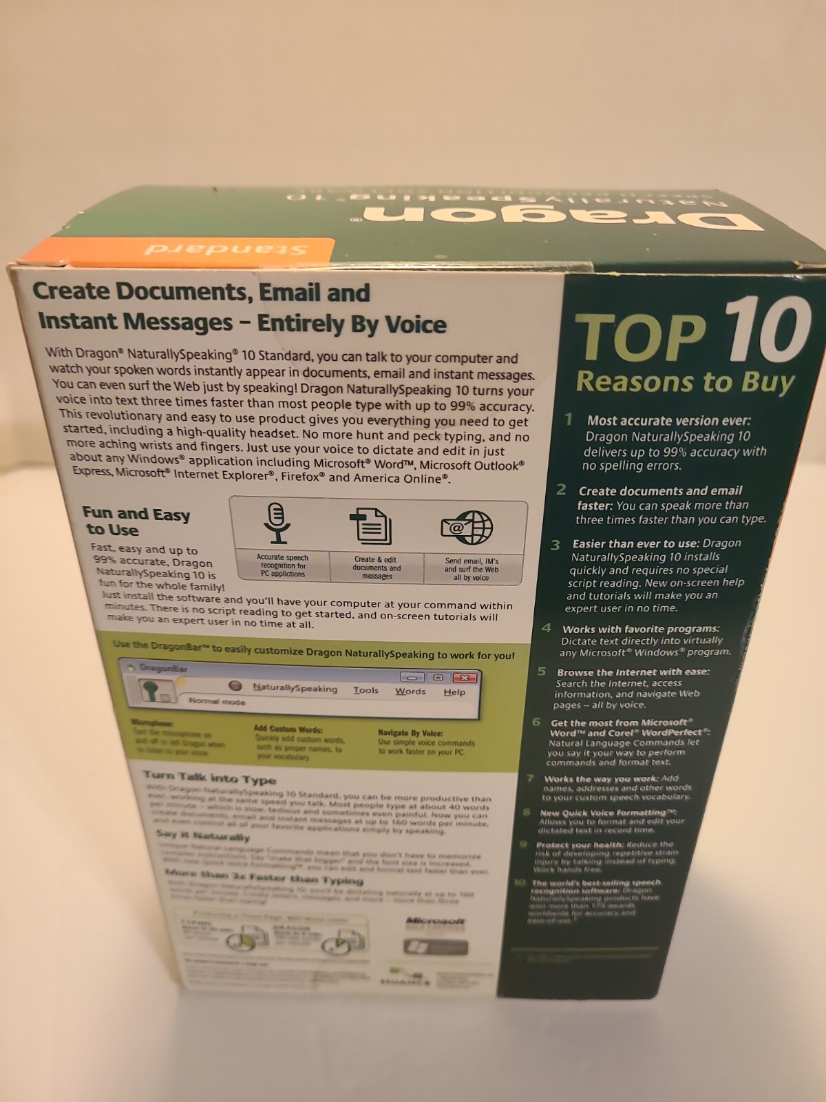 NUANCE DRAGON NATURALLY SPEAKING STANDARD EDITION 10 SPEECH RECOGNITION NEW SEAL