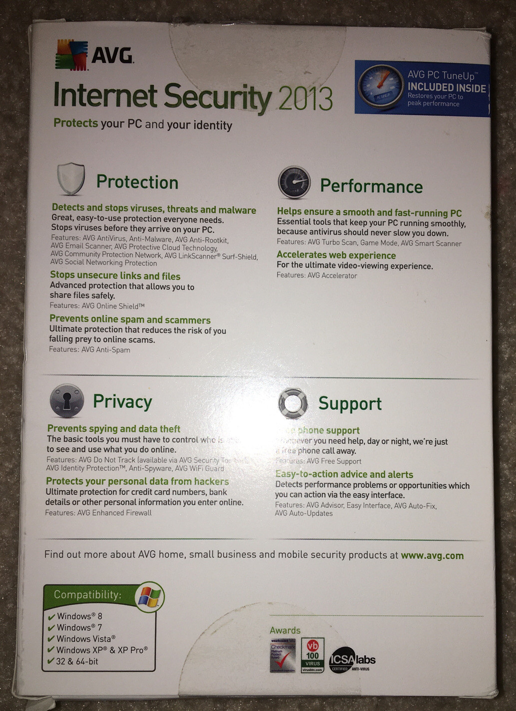 New AVG Internet Security 2013 3 PCs 1 Year