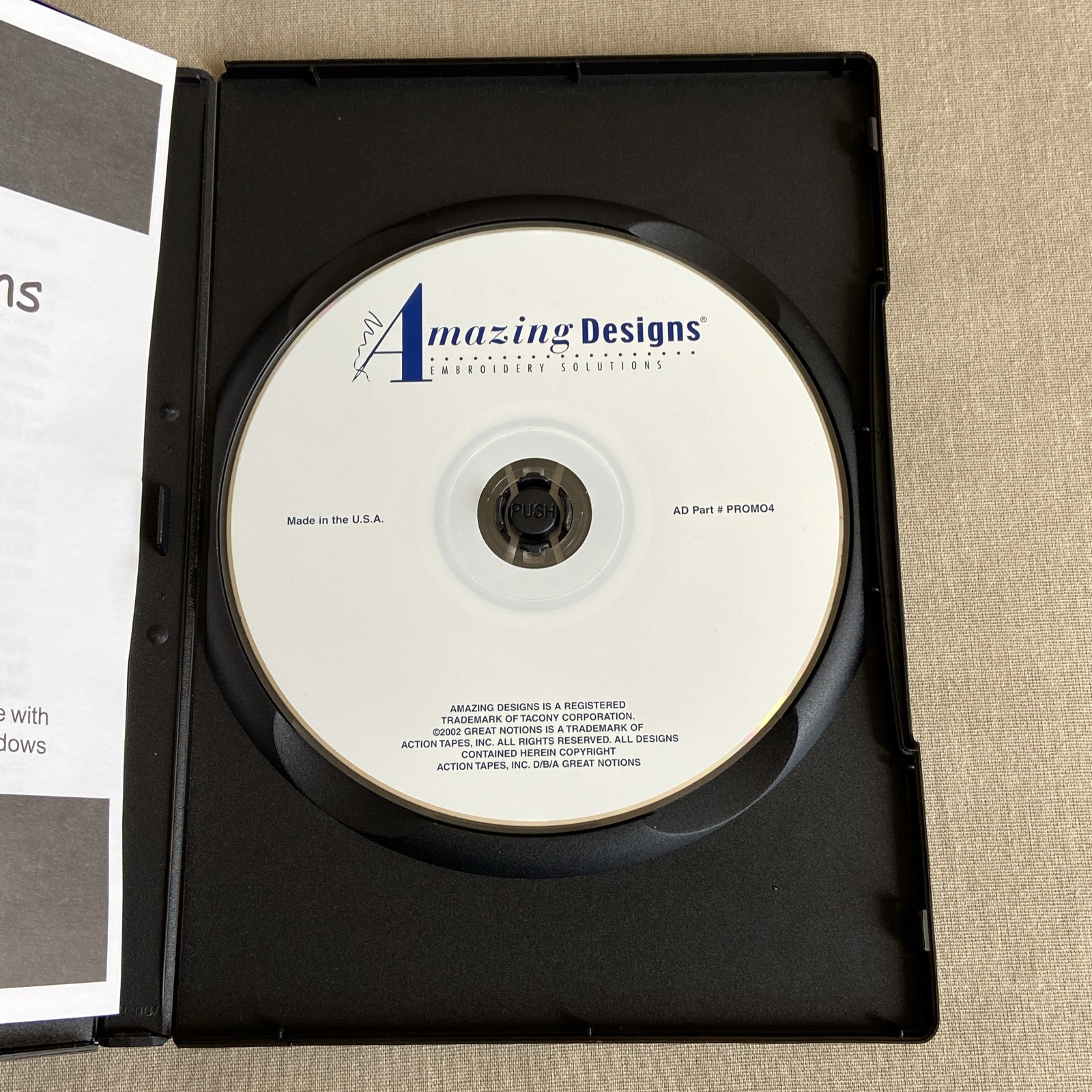 Amazing Designs: Embroidery Solutions (PC CD-ROM 2002) AD-PROMO4 Software Demo +