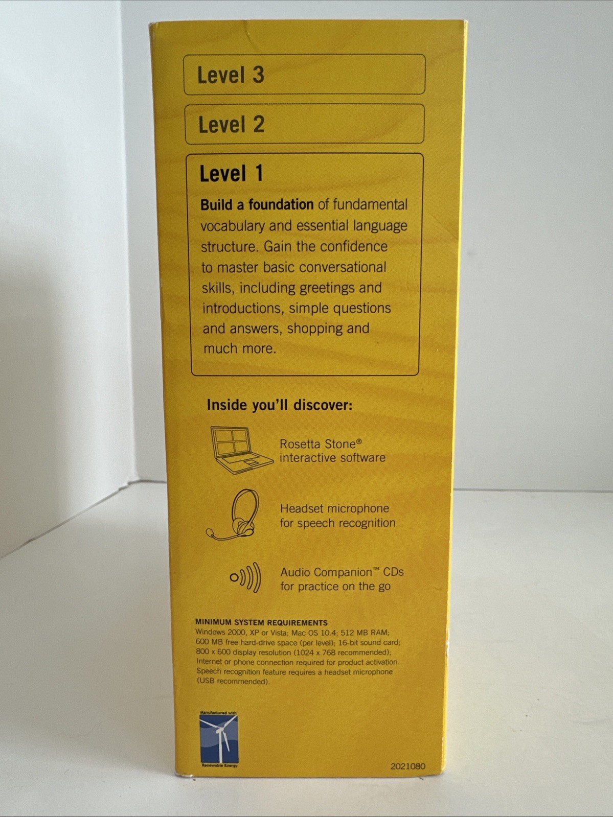 Rosetta Stone Version 3 Level 1 Chinese Mandarin WIN/MAC CD-ROM Unused Headphon
