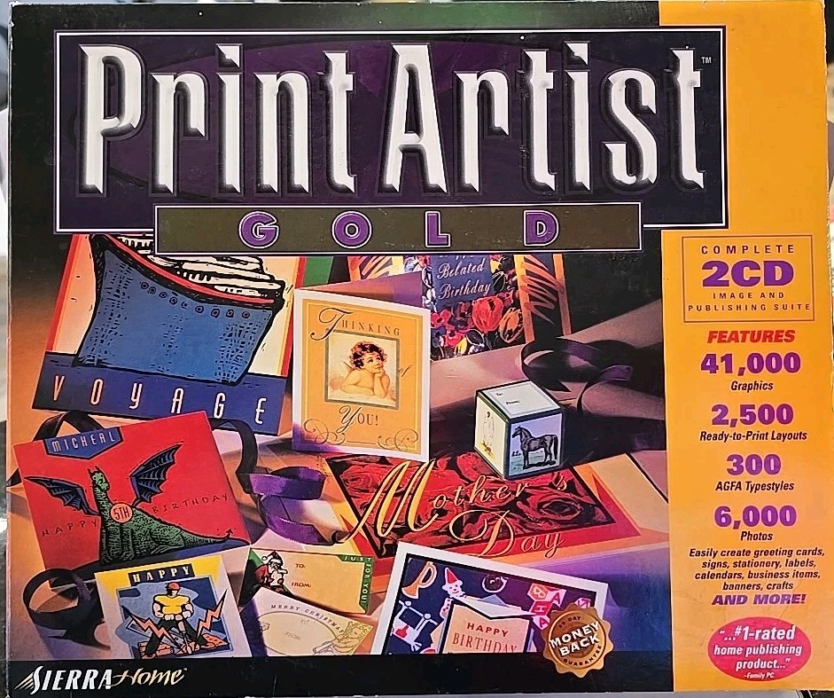 Sierra Print Artist Gold Vintage Computer Software Windows 95 & Mac Sealed NEW