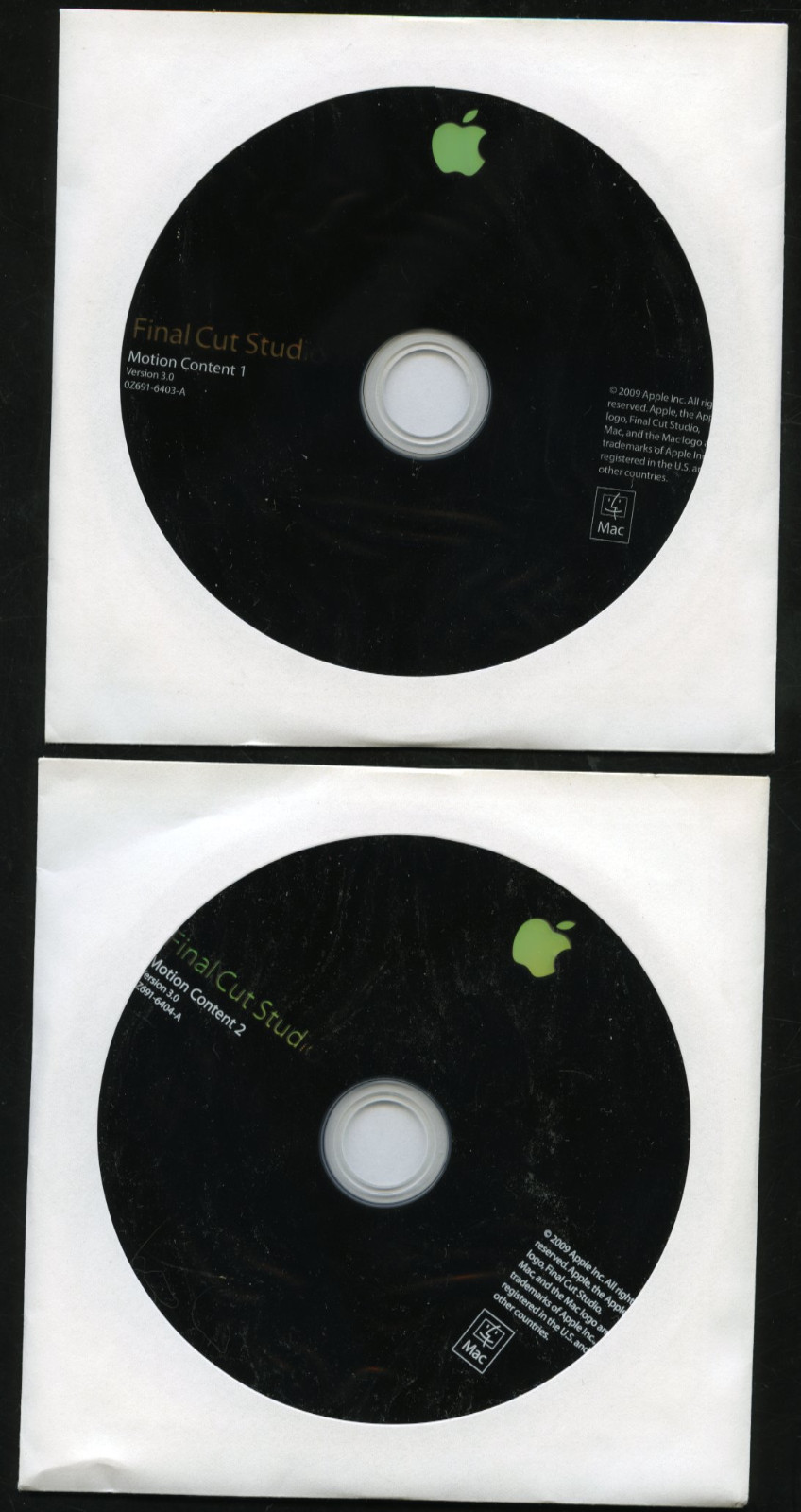 Apple Final Cut Studio HD– 7 disc set MB643Z/A NO Booklet & Serial auth.