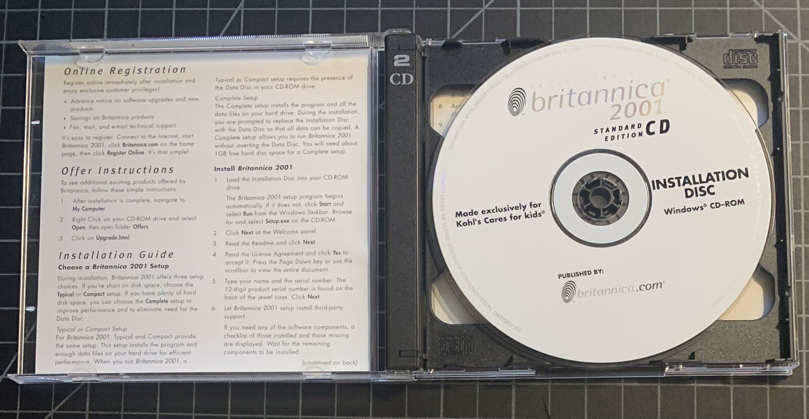 Britannica 2001 Standard Edition CD ROM – Win 95/98/2000/me – Vintage Software