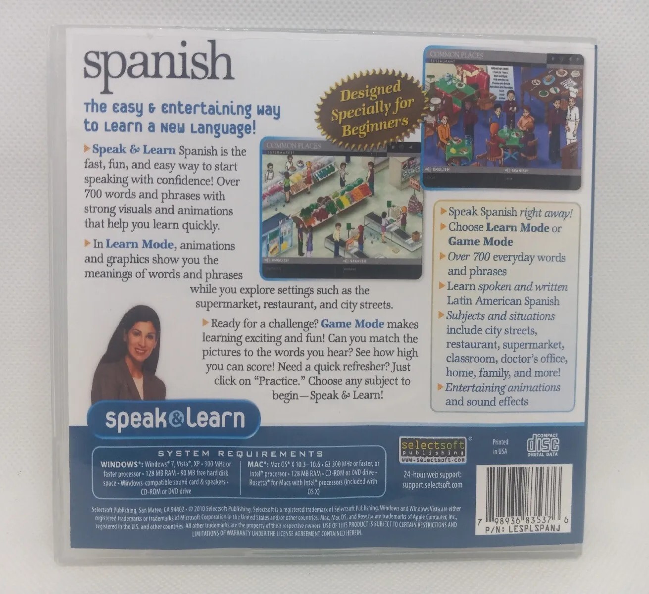 Speak & Learn Spanish * PC Windows XP / Vista / 7 / 8 / 10