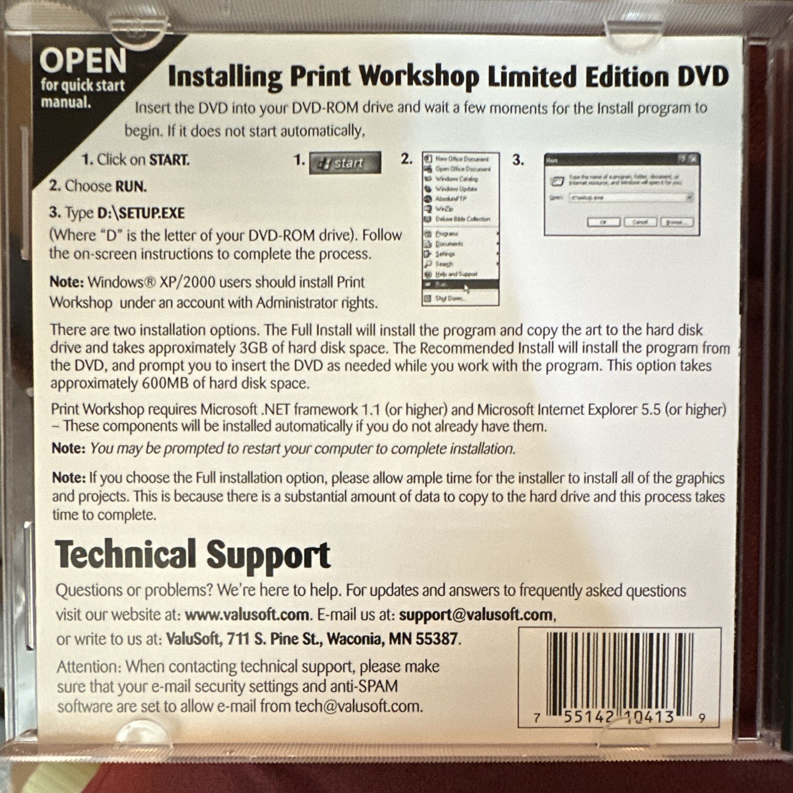 ValuSoft Print Workshop 2005 Limited Edition DVD, English, Win 98/ME/2000/XP