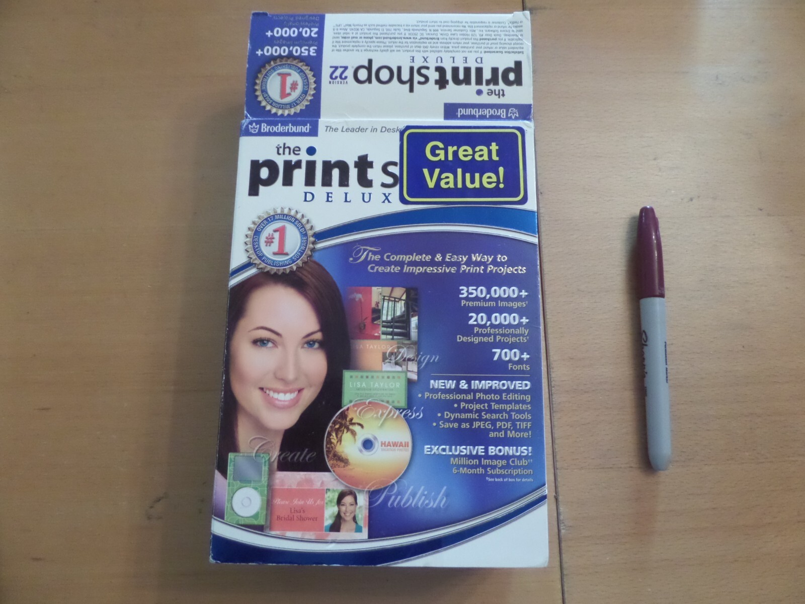 Print Shop Deluxe Version 22 + 348 Page Manual & Box 4 CD Set Win 2000/XP