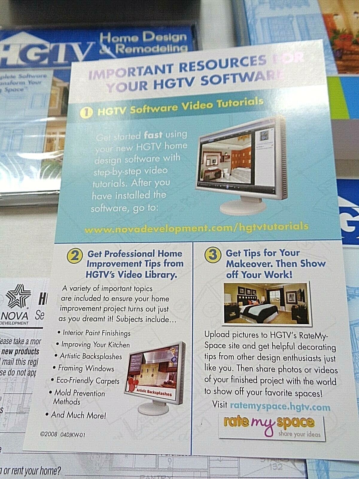 HGTV Home Design & Remodeling Suite Windows/Vista (2008 CD Rom PC) Thousands 3D