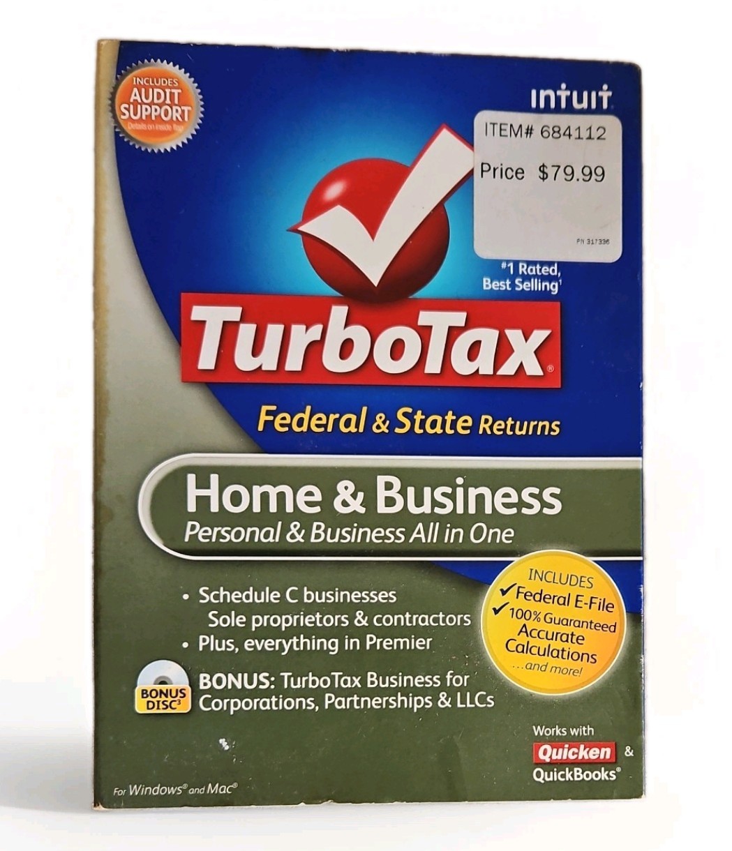 Intuit TURBO TAX 2009 HOME & BUSINESS FEDERAL & STATE RETURNS Turbotax + E-File