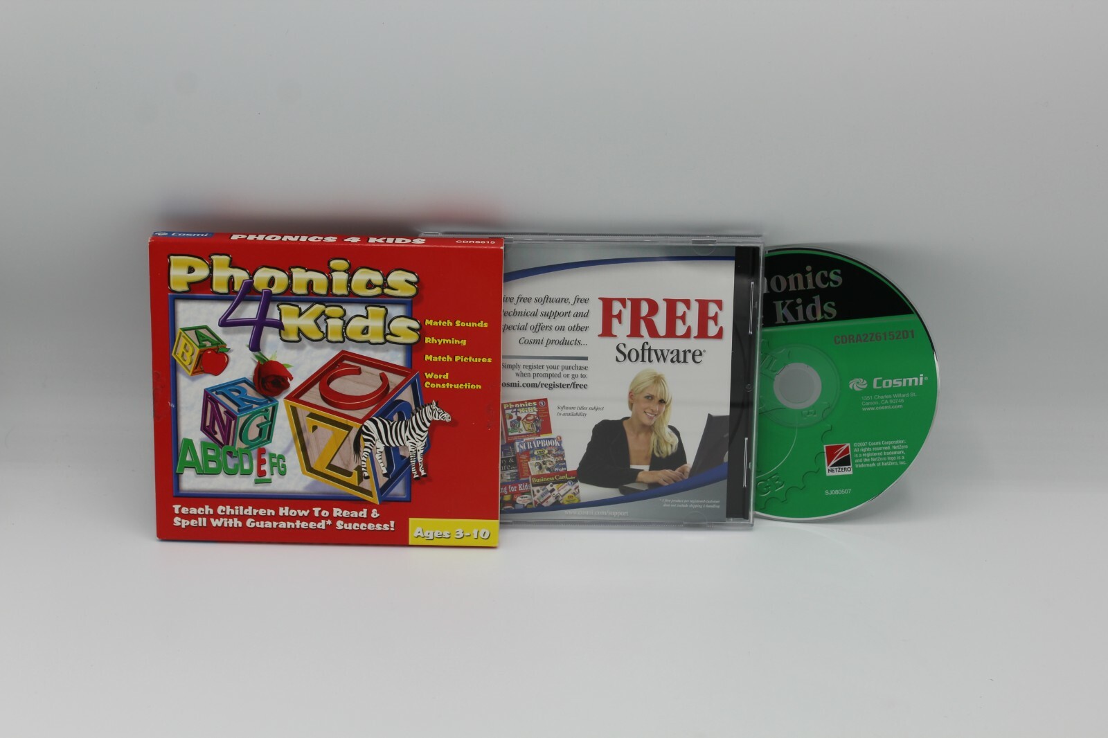 Vintage Phonics 4 For Kids Children Cosmic PC Software Windows 98/2000/XP CD-ROM