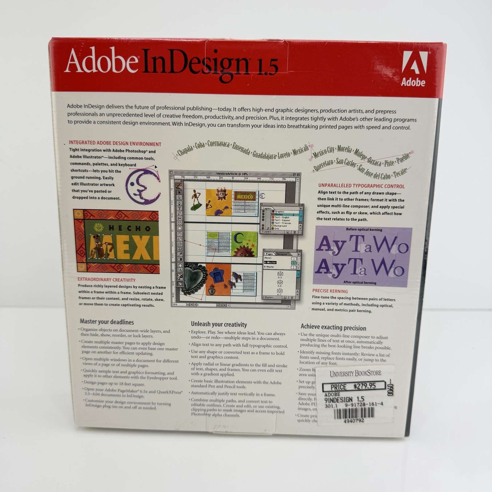 Vintage 2000 Adobe InDesign 1.5 Education Version Mac Software CD-ROM NEW SEALED