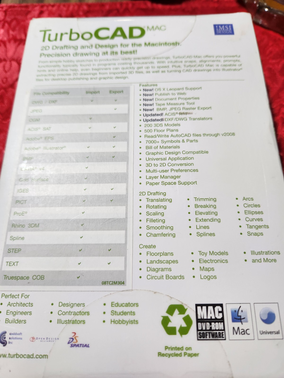 IMSI TurboCAD Mac Precision 2D Drafting & Design Version 3 – MACINTOSH MAC